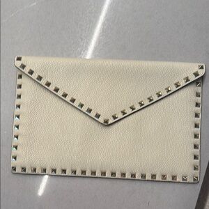 Studded White Envelope Clutch